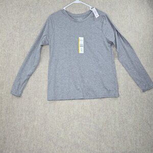 Time And Tru Womens Long Sleeve Gray Core Tee Pima Cotton Blend Size Large